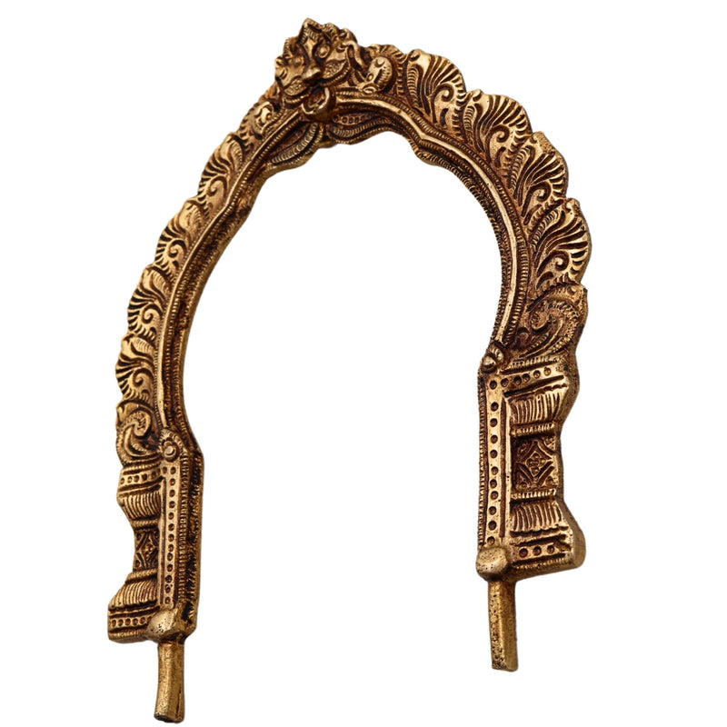 Bhunes Handmade Brass Prabhavali Frame for Home Temple, Pooja Room, Deity Idols - Antique Wall Hanging Arch for Spiritual & Indian Decor, Gold, 8 Inch, 1 Piece