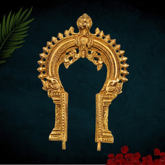 Brass Small Prabhavali Frame – Wall Hanging Decorative Arch for Home Temple | Traditional Prabhawali, Prabhaval, Kirtimukha Pooja Decor, Gold, 7.5 Inch, 1 Piece