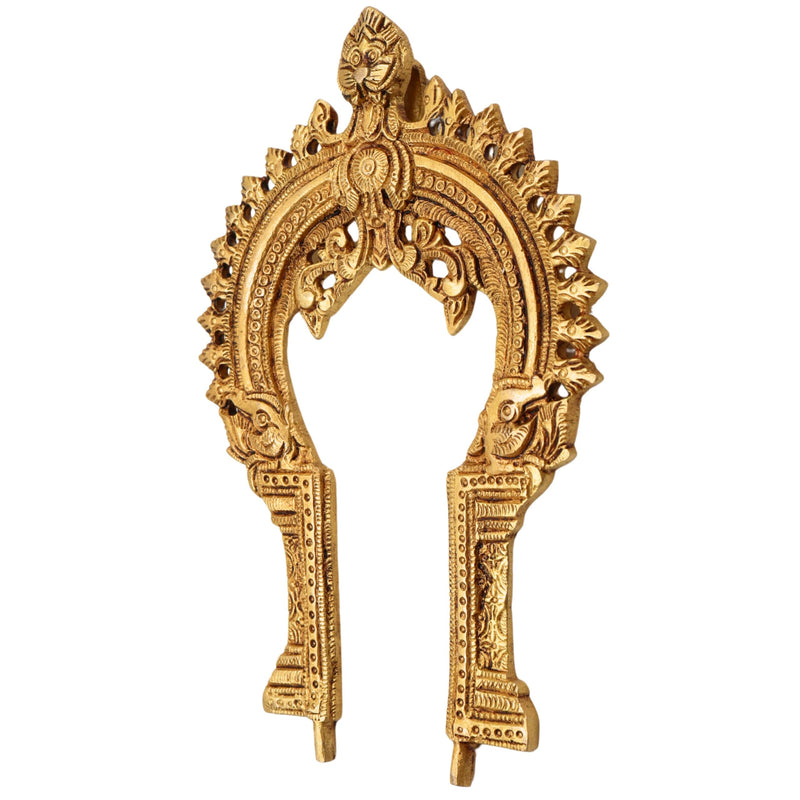 Brass Small Prabhavali Frame – Wall Hanging Decorative Arch for Home Temple | Traditional Prabhawali, Prabhaval, Kirtimukha Pooja Decor, Gold, 7.5 Inch, 1 Piece