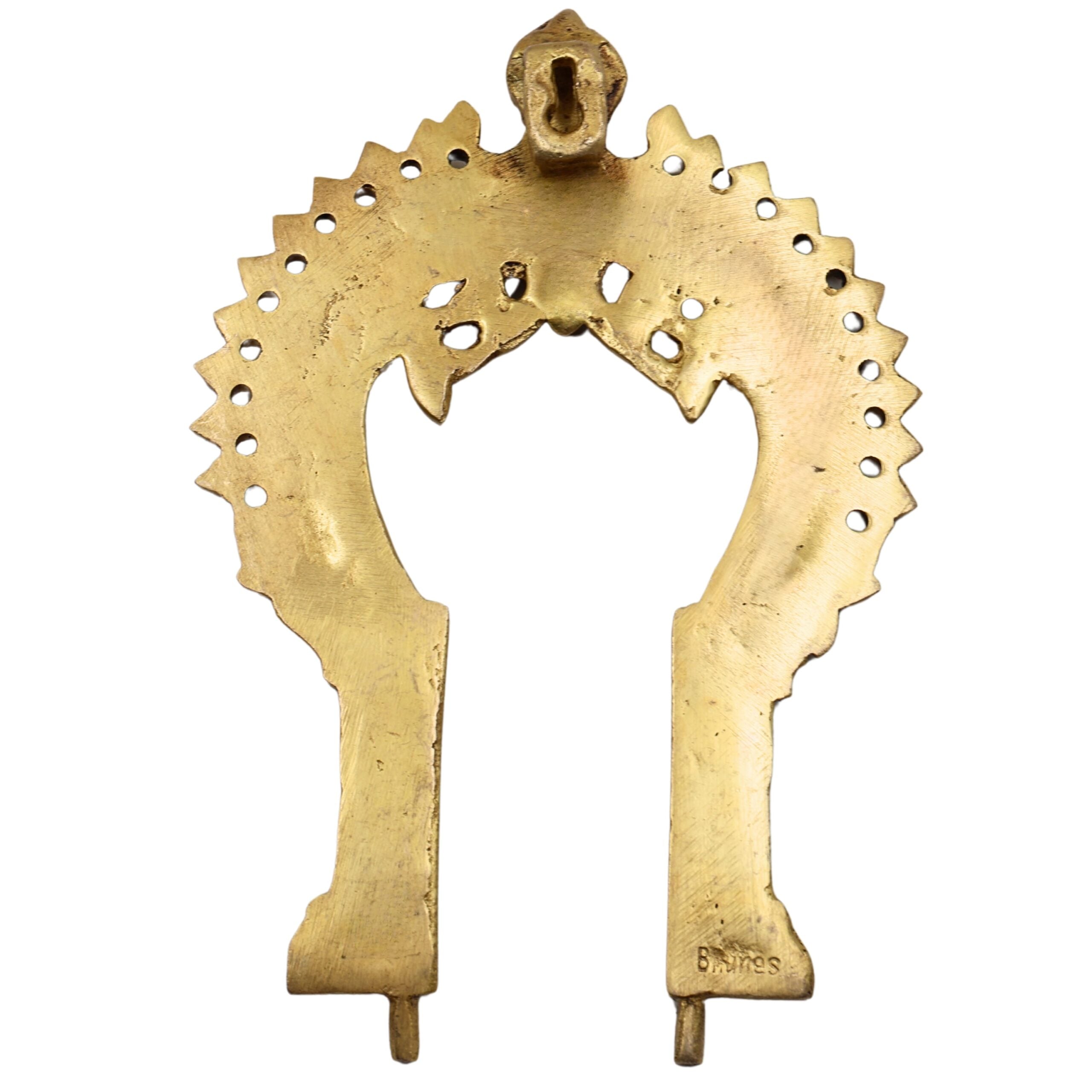 Brass Small Prabhavali Frame – Wall Hanging Decorative Arch for Home Temple | Traditional Prabhawali, Prabhaval, Kirtimukha Pooja Decor, Gold, 7.5 Inch, 1 Piece