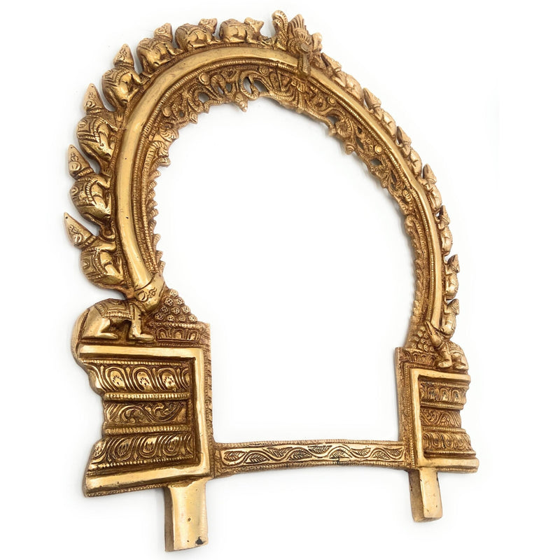 Bhunes Hand-Carved Brass Prabhavali Arch Frame for Ganesha – Large Wall Hanging Prabhawali | Decorative Temple Backdrop for Pooja, Mandir & Home Decor, Gold, 17 Inch, 1 Piece