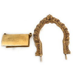 Brass Peeta With Prabhavali, Pitala Peetham Arch Stand for Hindu Deity, Murugan Lakshmi Saraswati Vishnu Puja Chowki,Gold, 8 Inch, 1 Piece
