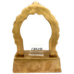 Brass Peeta With Prabhavali, Pitala Peetham Arch Stand for Hindu Deity, Murugan Lakshmi Saraswati Vishnu Puja Chowki,Gold, 8 Inch, 1 Piece