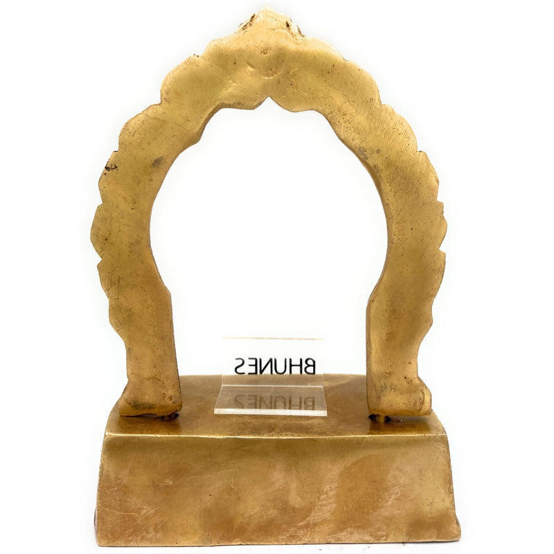 Brass Peeta With Prabhavali, Pitala Peetham Arch Stand for Hindu Deity, Murugan Lakshmi Saraswati Vishnu Puja Chowki,Gold, 8 Inch, 1 Piece