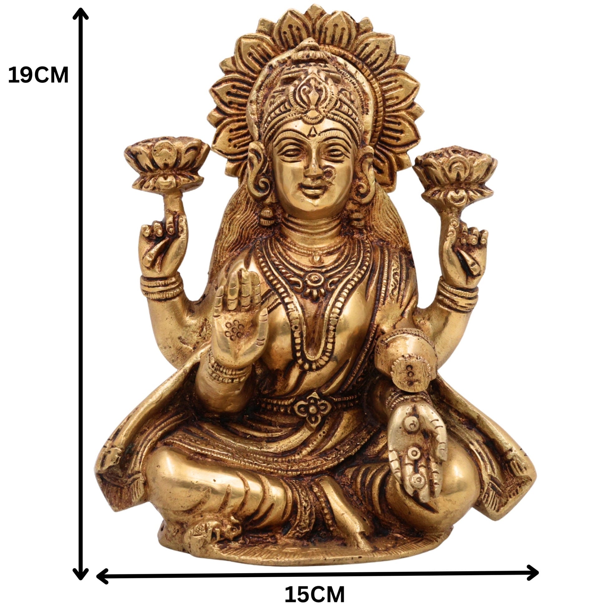 Handcrafted Brass Lakshmi Idol – Mahalakshmi | Shri Devi | Pital Laxmi Murti for Pooja, Home Temple & Gifts,Gold, 7.5 Inch, 1 Piece
