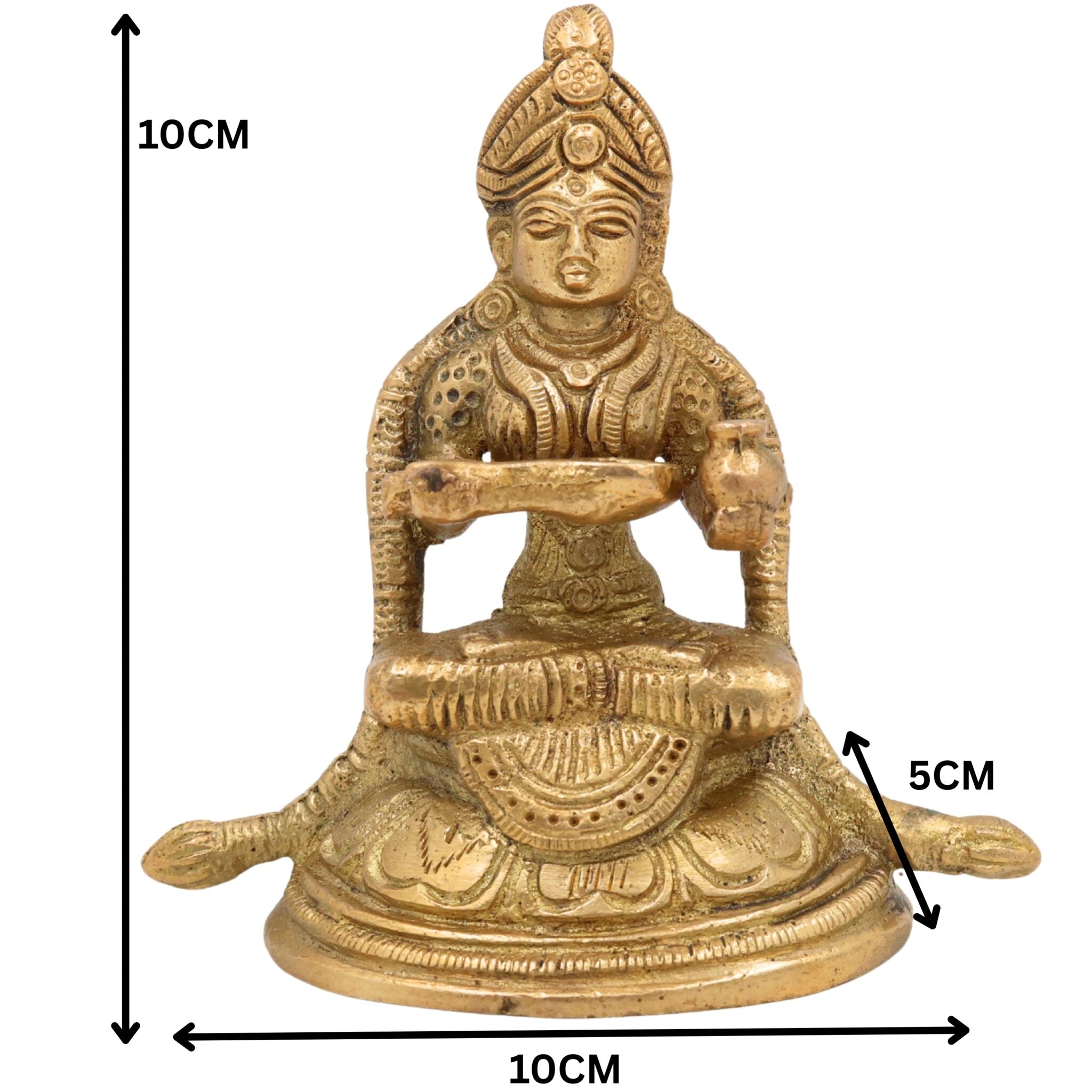 Handcrafted Brass Annapurna Devi Idol | Annapoorna Mata, Annada, Annapurneshwari Murti for Pooja, Temple & Home Decor, Gold, 4 Inch, 1 Piece