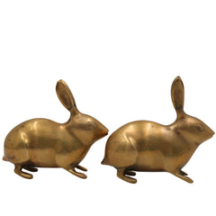 Brass Rabbit Idol | Khargosh & Bunny Figurine | Peetal, Hittale, Ashtadhatu Showpiece for Home & Temple DecorSet Of 2, Gold, 4.5 Inch, 1 Piece
