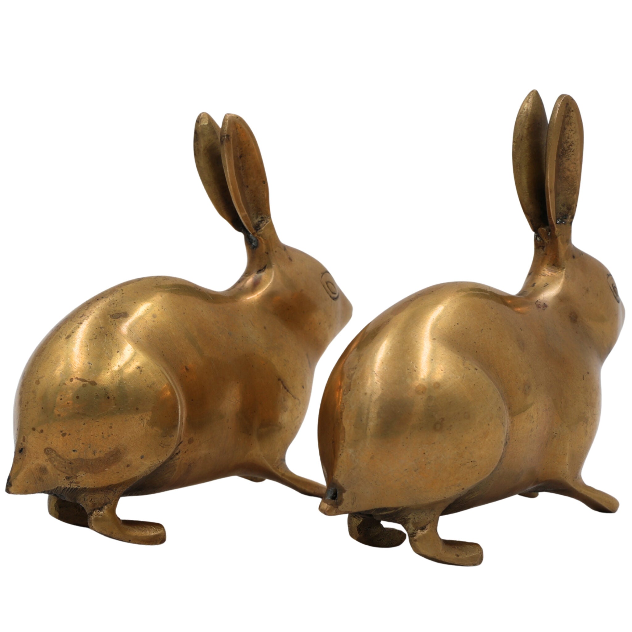 Brass Rabbit Idol | Khargosh & Bunny Figurine | Peetal, Hittale, Ashtadhatu Showpiece for Home & Temple DecorSet Of 2, Gold, 4.5 Inch, 1 Piece