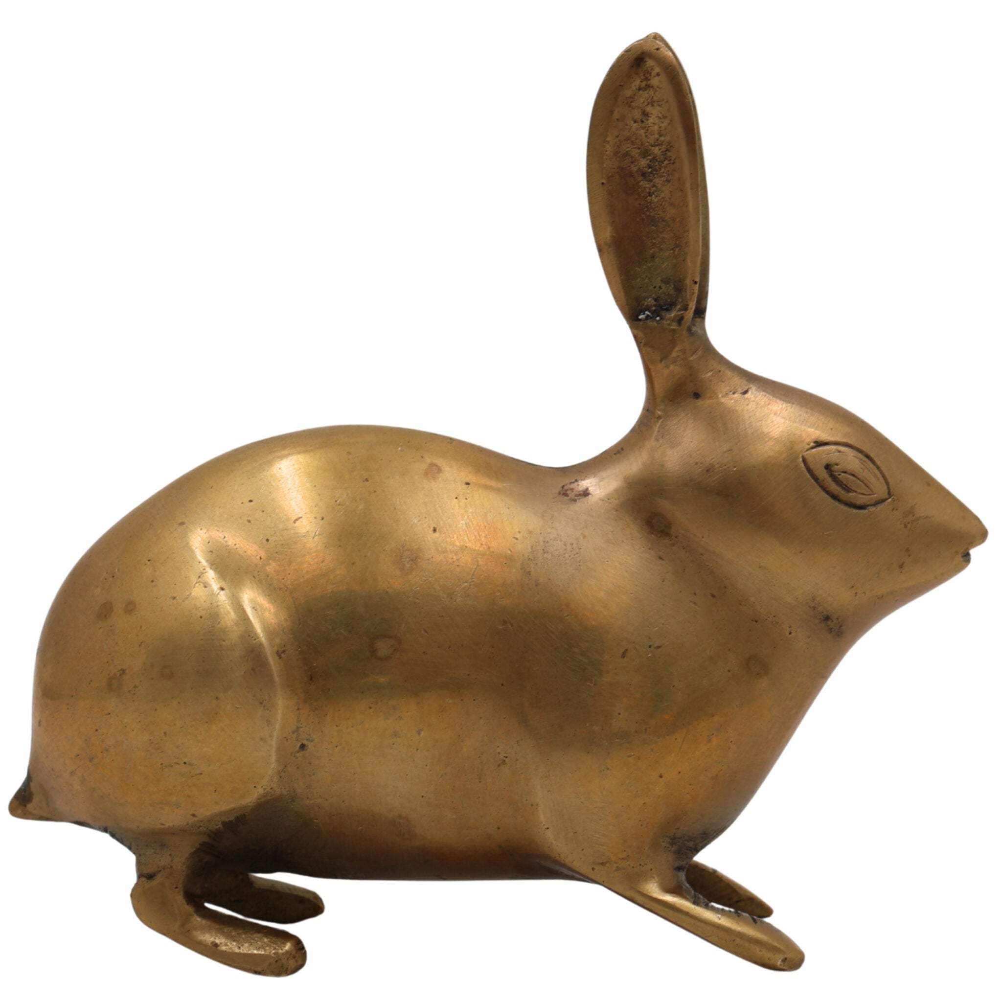 Brass Rabbit Idol | Antique Khargosh & Bunny Figurine | Peetal, Pittal Showpiece for Home Decor & Temple, Gold, 4.5 Inch, 1 Piece