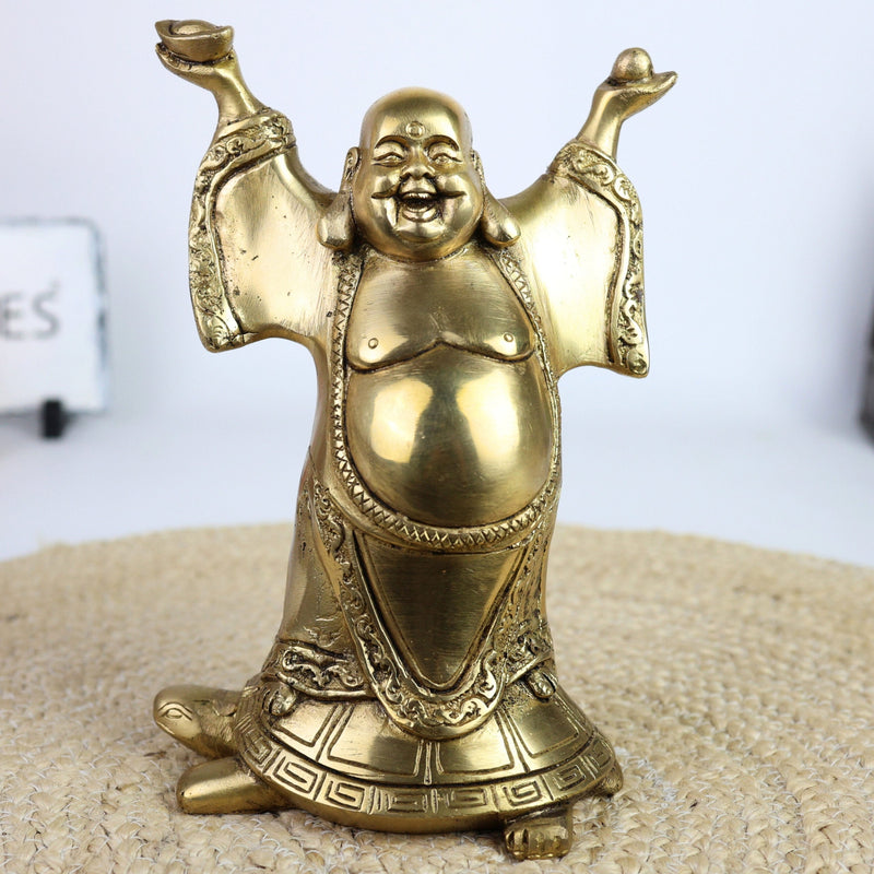 Brass Lord Kubera Idol for Wealth | Kuber Dhanapati Vigraha Murti | Kuvera Ashtadhatu Statue for Pooja, Home Temple & Vastu,Gold, 8.5 Inch, 1 Piece