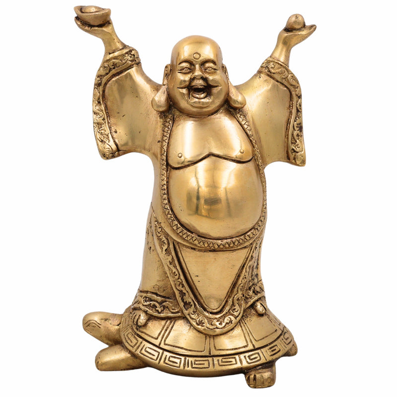 Brass Lord Kubera Idol for Wealth | Kuber Dhanapati Vigraha Murti | Kuvera Ashtadhatu Statue for Pooja, Home Temple & Vastu,Gold, 8.5 Inch, 1 Piece