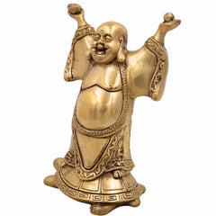 Brass Lord Kubera Idol for Wealth | Kuber Dhanapati Vigraha Murti | Kuvera Ashtadhatu Statue for Pooja, Home Temple & Vastu,Gold, 8.5 Inch, 1 Piece