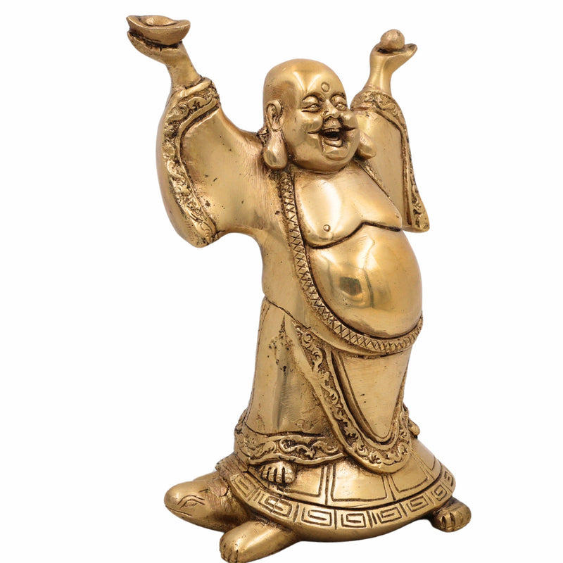 Brass Lord Kubera Idol for Wealth | Kuber Dhanapati Vigraha Murti | Kuvera Ashtadhatu Statue for Pooja, Home Temple & Vastu,Gold, 8.5 Inch, 1 Piece