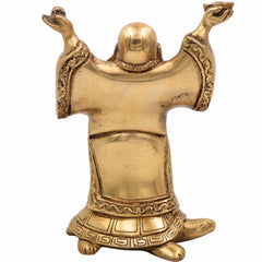 Brass Lord Kubera Idol for Wealth | Kuber Dhanapati Vigraha Murti | Kuvera Ashtadhatu Statue for Pooja, Home Temple & Vastu,Gold, 8.5 Inch, 1 Piece