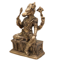 Handcrafted Brass Varahi Amman Idol | Varahi Devi Murti | Varahi Mata Statue | Dandanayaki Varahi Vigraha for Pooja, Temple & Home Decor, Gold, 10.5 Inch, 1 Piece