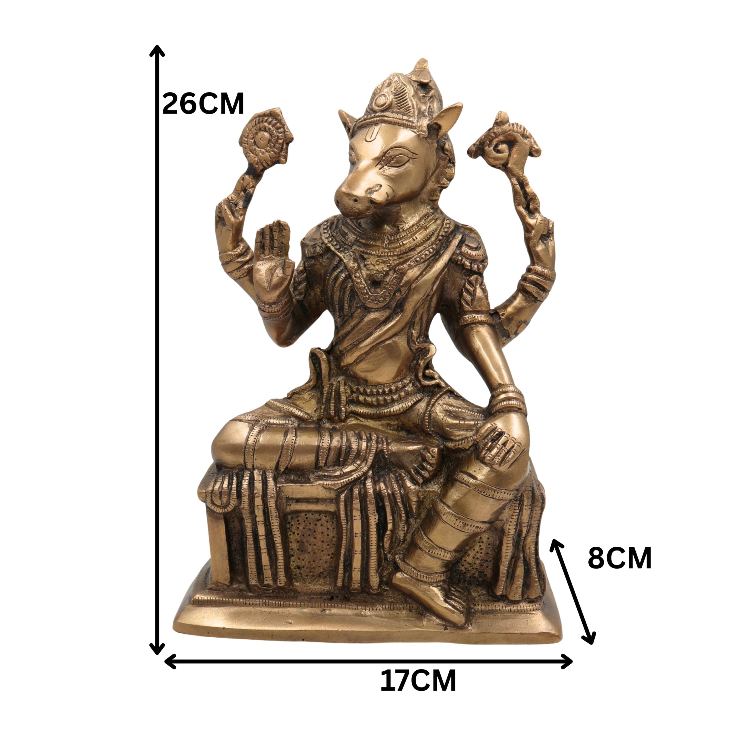 Handcrafted Brass Varahi Amman Idol | Varahi Devi Murti | Varahi Mata Statue | Dandanayaki Varahi Vigraha for Pooja, Temple & Home Decor, Gold, 10.5 Inch, 1 Piece