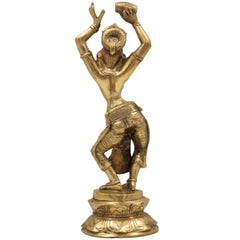 Brass Apsara Idol, Peetal Devangana Urvashi Murti, Pital Menaka Rambha Tilottama Statue, Dancing Swargangana Devakanya, Gold, 12 Inch, 1 Piece