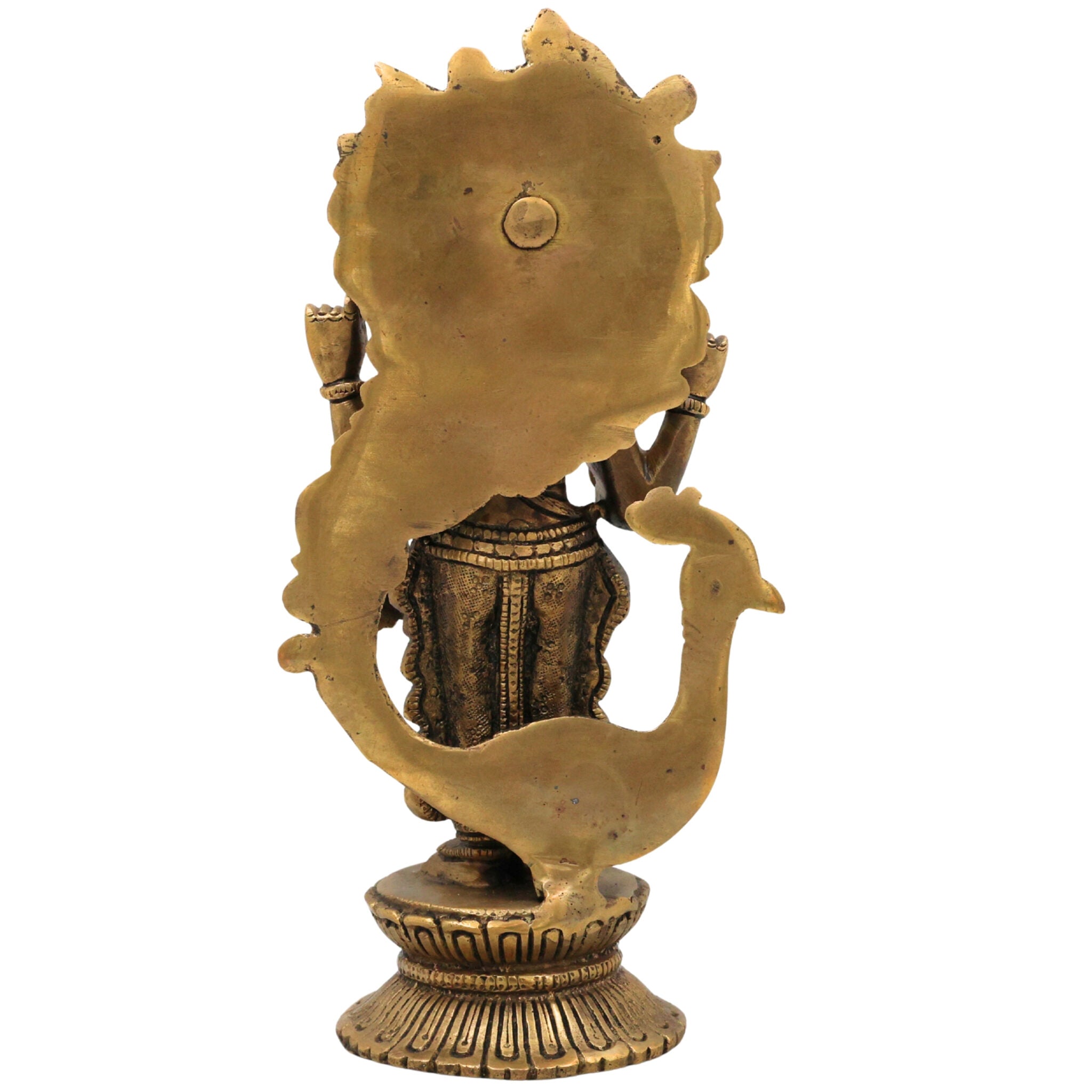 Brass Murugan Idol for Pooja | Kartikeya Skanda Subramanya Shanmukha Kumara Swamy Vel Murugan Statue | Handcrafted Peetal Moorti for Home Temple Decor & Gift,Gold, 10 Inch, 1 Piece