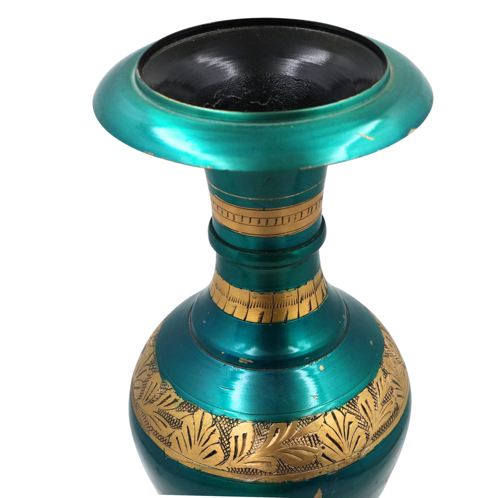 Brass Flower Vase | Brass Vases | Flower | Brass | Phooladaan | Vas | Vaz | Brass Vases For Home | Beautiful Vase | Brass Vase, Green, 15 Inch, 1 Piece