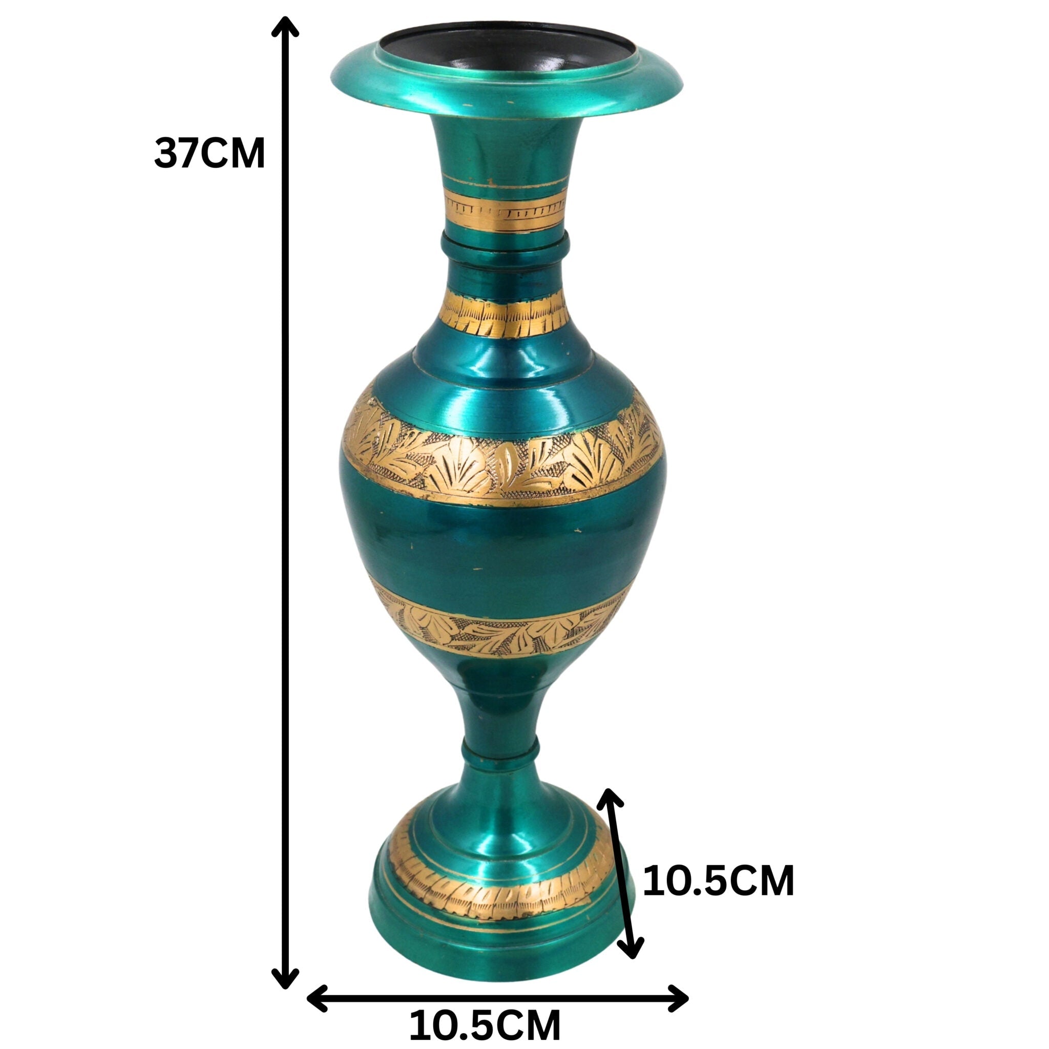 Brass Flower Vase | Brass Vases | Flower | Brass | Phooladaan | Vas | Vaz | Brass Vases For Home | Beautiful Vase | Brass Vase, Green, 15 Inch, 1 Piece
