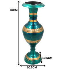 Brass Flower Vase | Brass Vases | Flower | Brass | Phooladaan | Vas | Vaz | Brass Vases For Home | Beautiful Vase | Brass Vase, Green, 15 Inch, 1 Piece