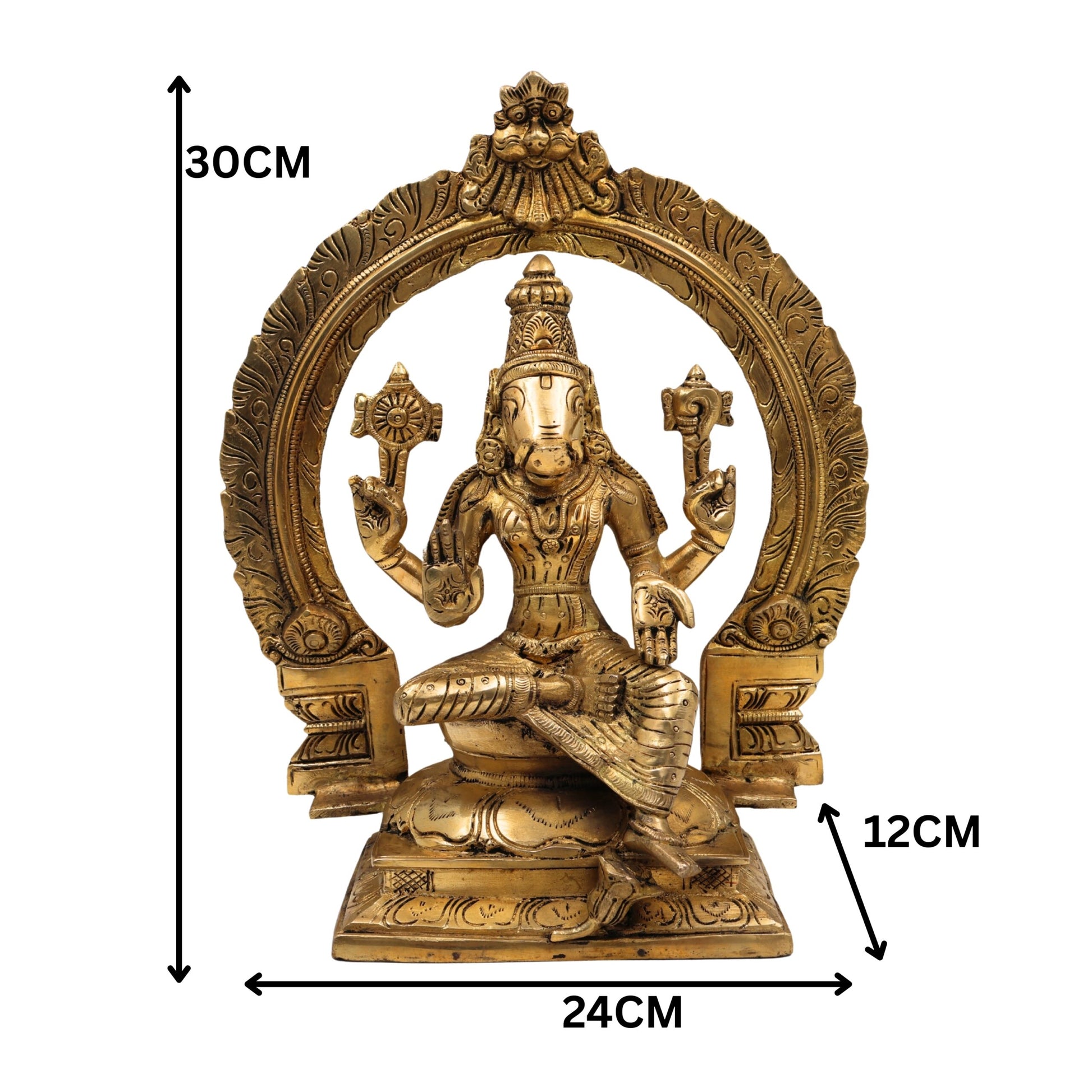 Brass Varahi Amman Idol | Varahi Devi Murti | Varahi Mata Statue | Varahi Ammavaru Vigraha | Varahi Bhagavathi Moorthi for Pooja, Temple & Home Decor, Gold, 12 Inch, 1 Piece