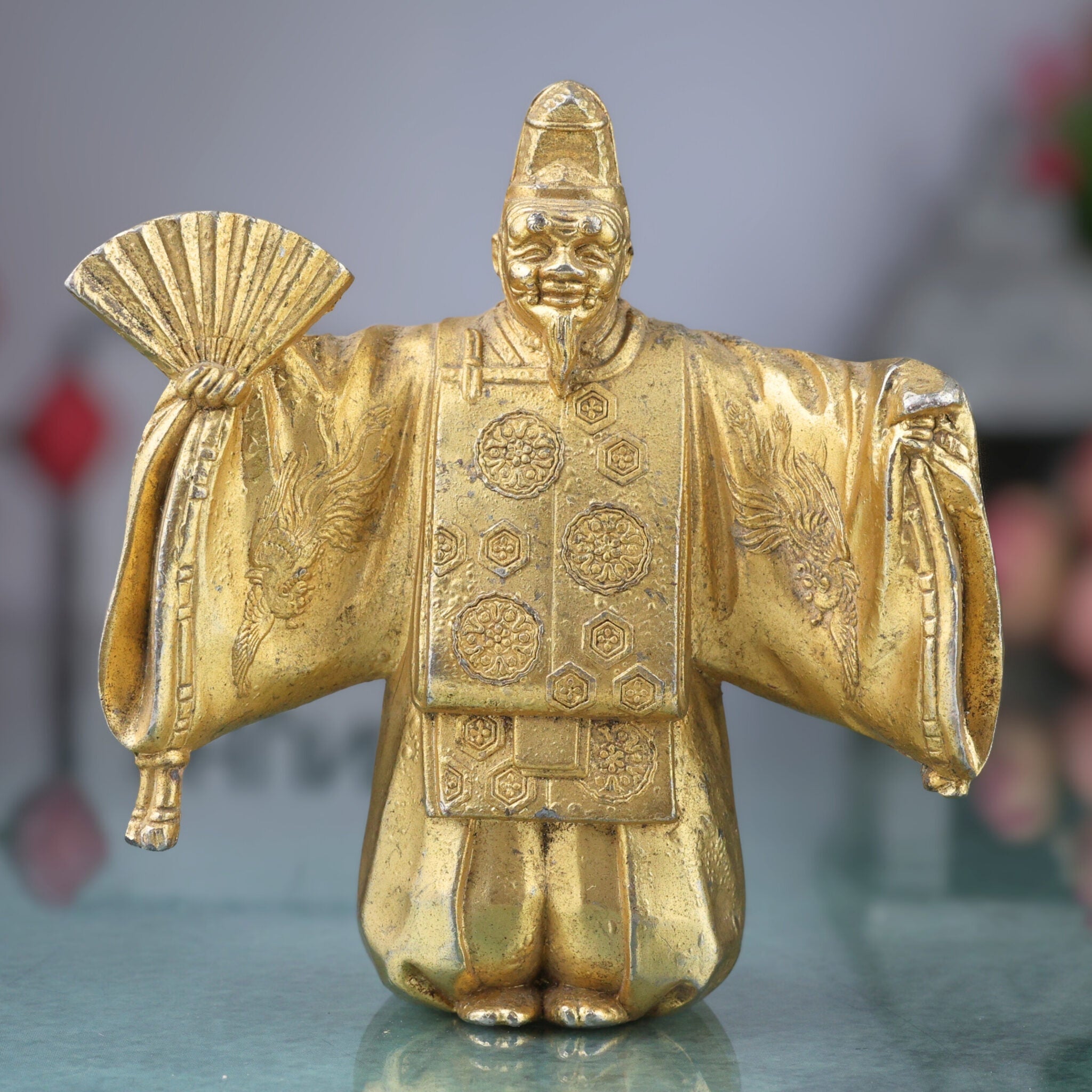 Brass Antique Buddhist Tibetian Decorative Showpeice, Gold, 4.5 Inch, 1 Piece