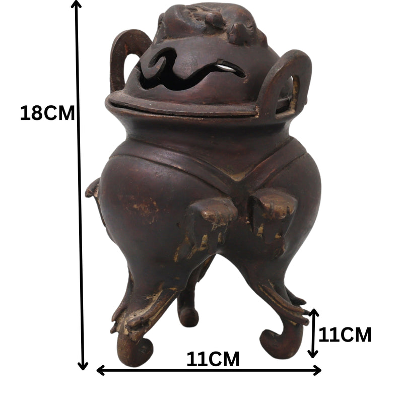 Brass Dhupa Dani Idol, Peetal Dhoop Burner, Handcrafted Temple Incense Holder, Traditional Agarbatti Stand for Pooja, Meditation & Home Mandir,Gold, 7 Inch, 1 Piece