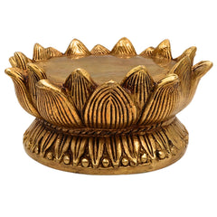 Bhunes Brass Lotus Shaped Pooja Chowki for Kalash, Kamal Bajot Peetha, Puja Aasan Peetham, Deity Platform Singhasan, Mandir Temple Stand for Idols, Home Decor, Gift, Gold, 3 Inch, 1 Piece