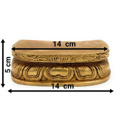 Handcrafted Brass Pooja Chowki Peeth Bajot Singhasan, Puja Peetam Pat Aasan Platform for Home Mandir Temple Rituals,Gold, 2 Inch, 1 Piece