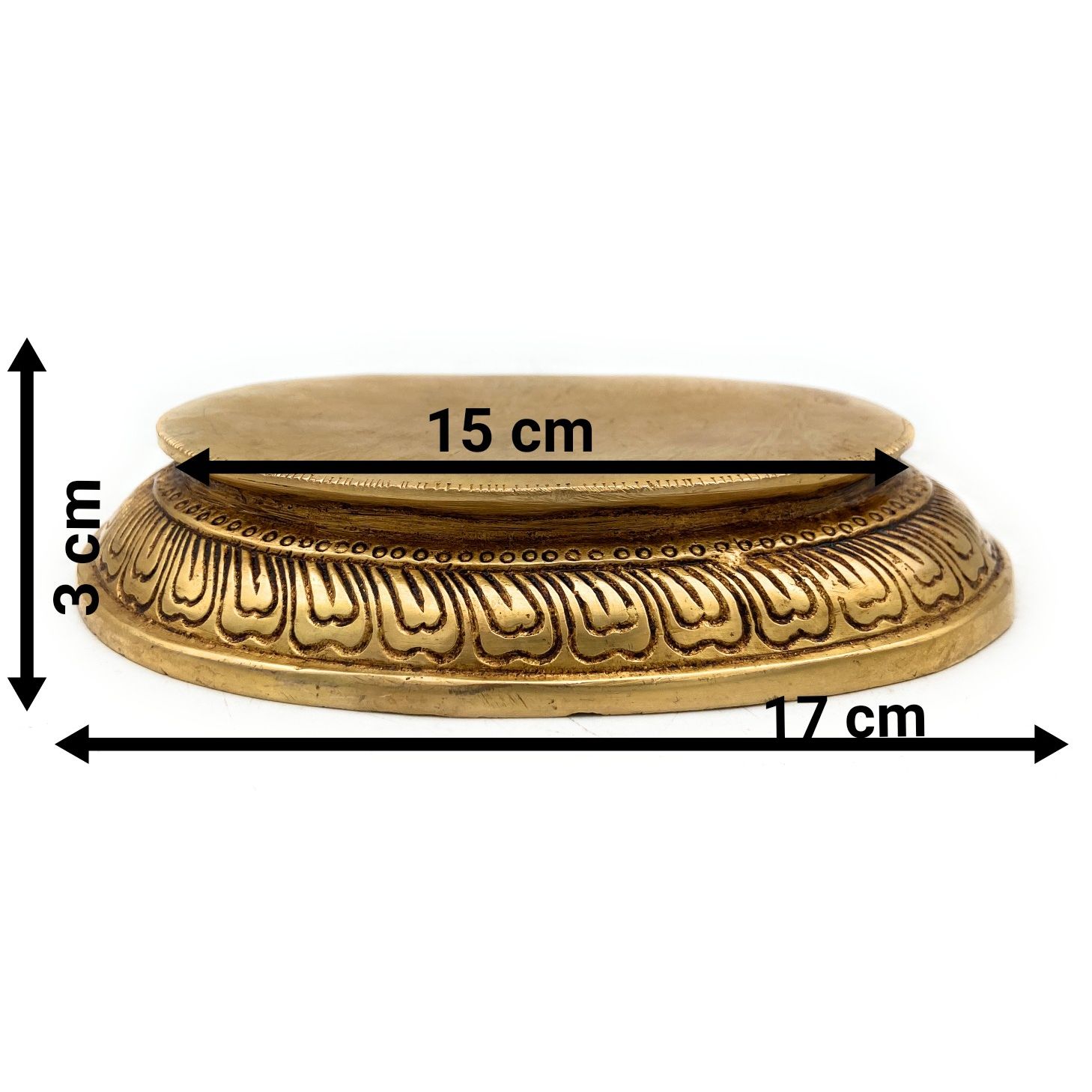 Brass Pooja Chowki Peetha Stand for Kalash, Idols & Deity, Handcrafted Bajot Aasan for Mandir & Temple Decor, Gold, 1 Inch, 1 Piece