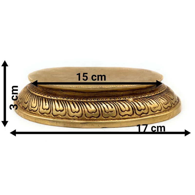 Brass Pooja Chowki Peetha Stand for Kalash, Idols & Deity, Handcrafted Bajot Aasan for Mandir & Temple Decor, Gold, 1 Inch, 1 Piece