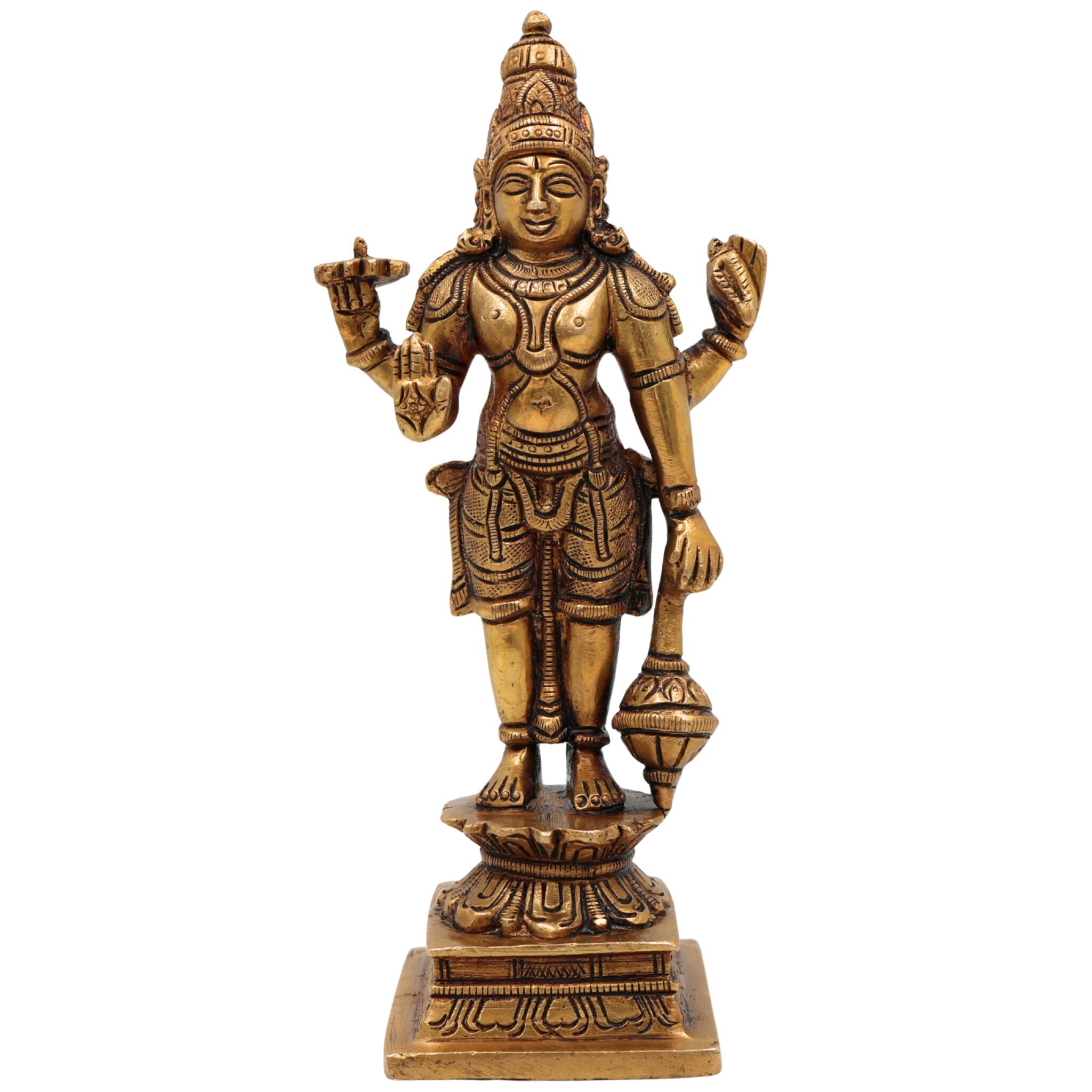 Brass Vishnu Idol | Narayana Murti | Venkateswara Balaji Statue | Govinda Padmanabha Murti | Narayana Pooja Idol | Home Decor & Spiritual Gift, Gold, 7 Inch, 1 Piece