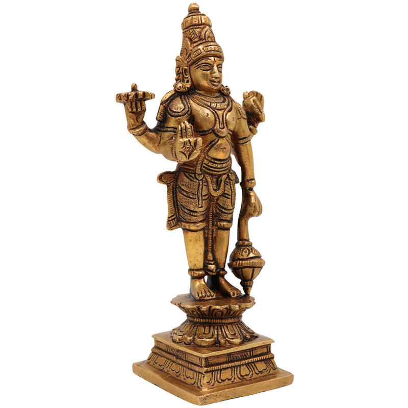 Brass Vishnu Idol | Narayana Murti | Venkateswara Balaji Statue | Govinda Padmanabha Murti | Narayana Pooja Idol | Home Decor & Spiritual Gift, Gold, 7 Inch, 1 Piece