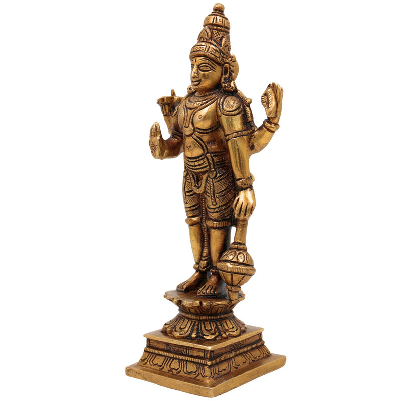 Brass Vishnu Idol | Narayana Murti | Venkateswara Balaji Statue | Govinda Padmanabha Murti | Narayana Pooja Idol | Home Decor & Spiritual Gift, Gold, 7 Inch, 1 Piece