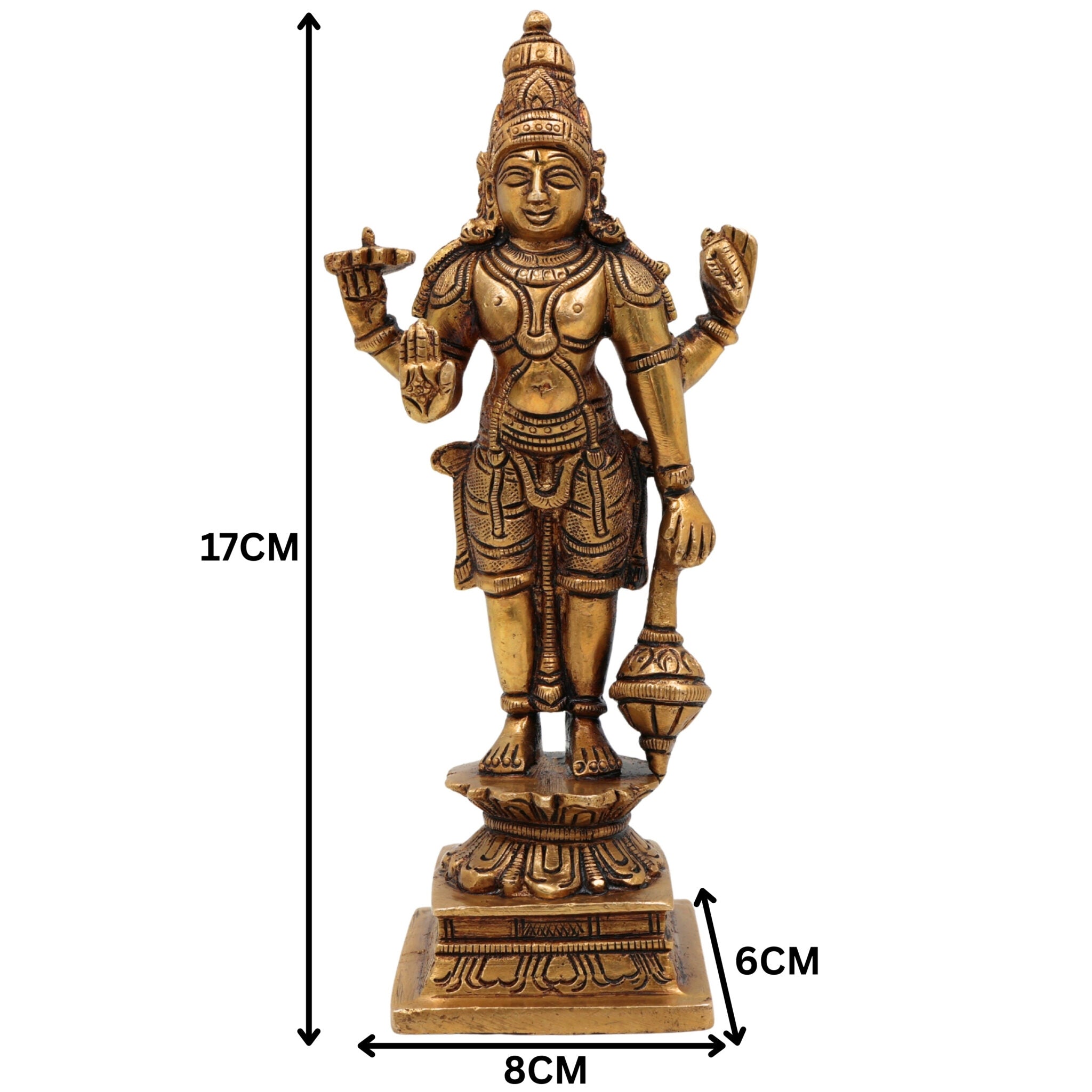 Brass Vishnu Idol | Narayana Murti | Venkateswara Balaji Statue | Govinda Padmanabha Murti | Narayana Pooja Idol | Home Decor & Spiritual Gift, Gold, 7 Inch, 1 Piece