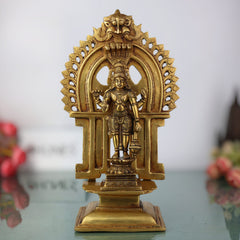 Brass Vishnu Idol with Prabhavali | Narayana Murti | Govinda Statue | Lakshminarayan Balaji Srinivasa Jagannath Ranganatha,Gold, 11.5 Inch, 1 Piece