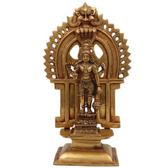 Brass Vishnu Idol with Prabhavali | Narayana Murti | Govinda Statue | Lakshminarayan Balaji Srinivasa Jagannath Ranganatha,Gold, 11.5 Inch, 1 Piece