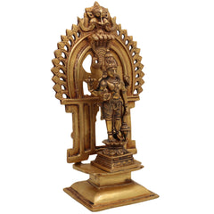 Brass Vishnu Idol with Prabhavali | Narayana Murti | Govinda Statue | Lakshminarayan Balaji Srinivasa Jagannath Ranganatha,Gold, 11.5 Inch, 1 Piece