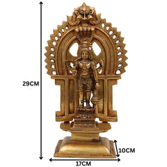 Brass Vishnu Idol with Prabhavali | Narayana Murti | Govinda Statue | Lakshminarayan Balaji Srinivasa Jagannath Ranganatha,Gold, 11.5 Inch, 1 Piece