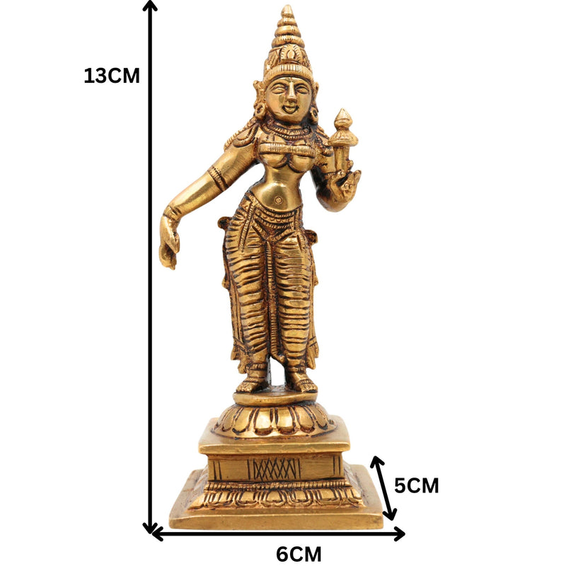 Handcrafted Brass Sri Devi Silai, Lakshmi Idol | Mahalakshmi Murti | Shri Kamala Devi Statue for Home Temple, Pooja & Gifts, Gold, 5 Inch, 1 Piece