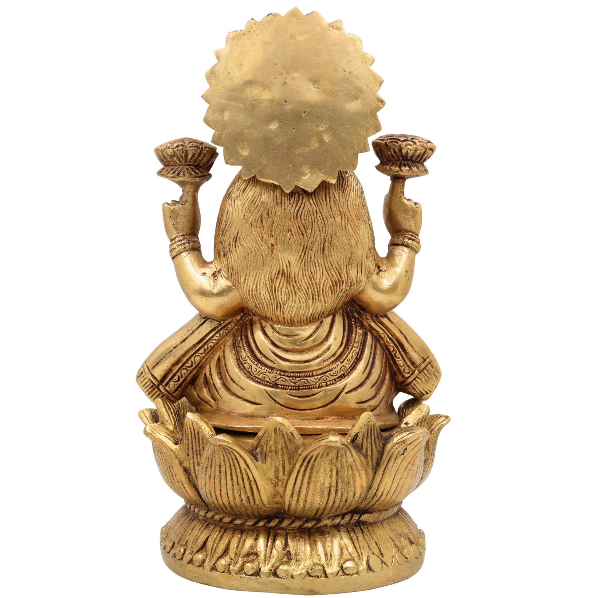 Brass Lakshmi Idol – Mahalakshmi | Kamala Devi | Shri Laxmi Murti for Pooja, Temple & Home Decor,Gold, 11 Inch, 1 Piece