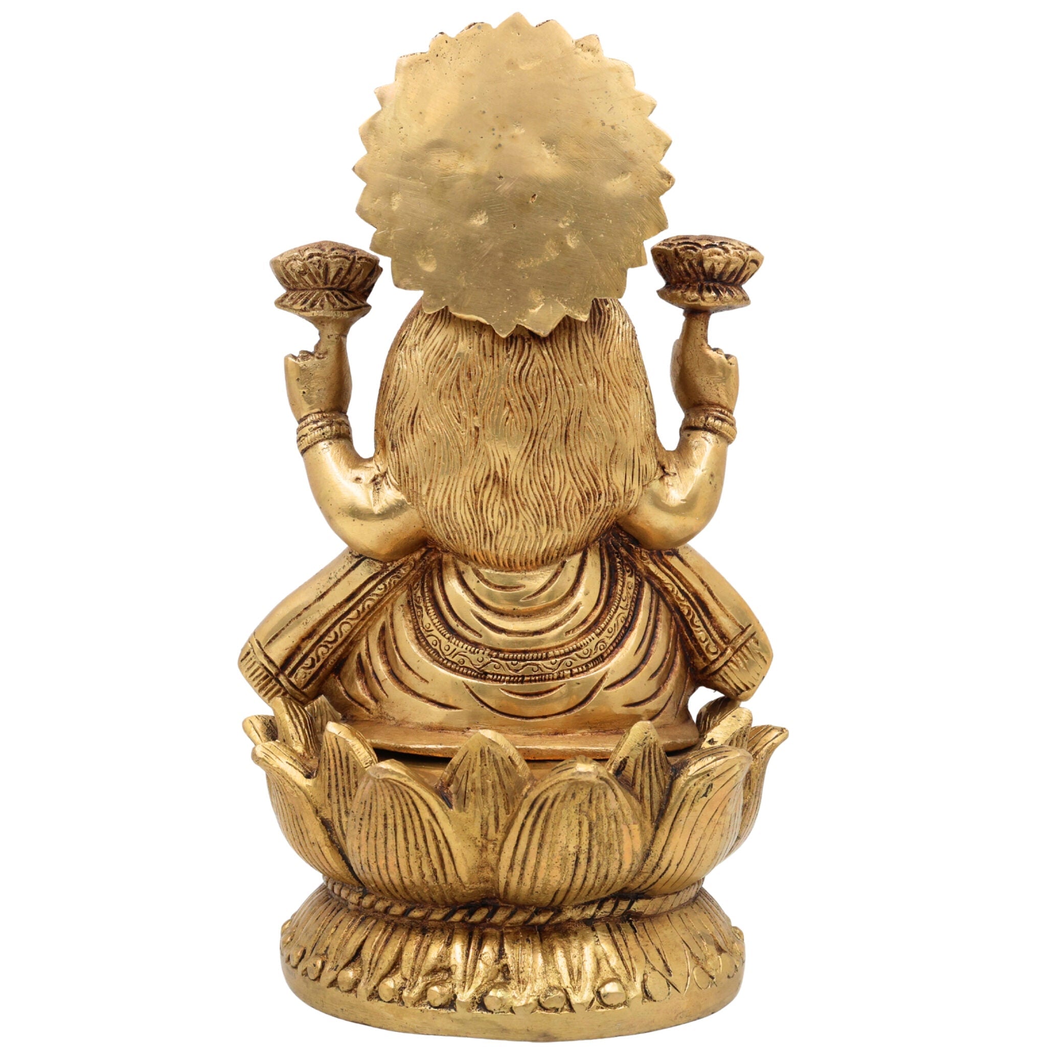 Brass Lakshmi Idol – Mahalakshmi | Kamala Devi | Shri Laxmi Murti for Pooja, Temple & Home Decor,Gold, 11 Inch, 1 Piece