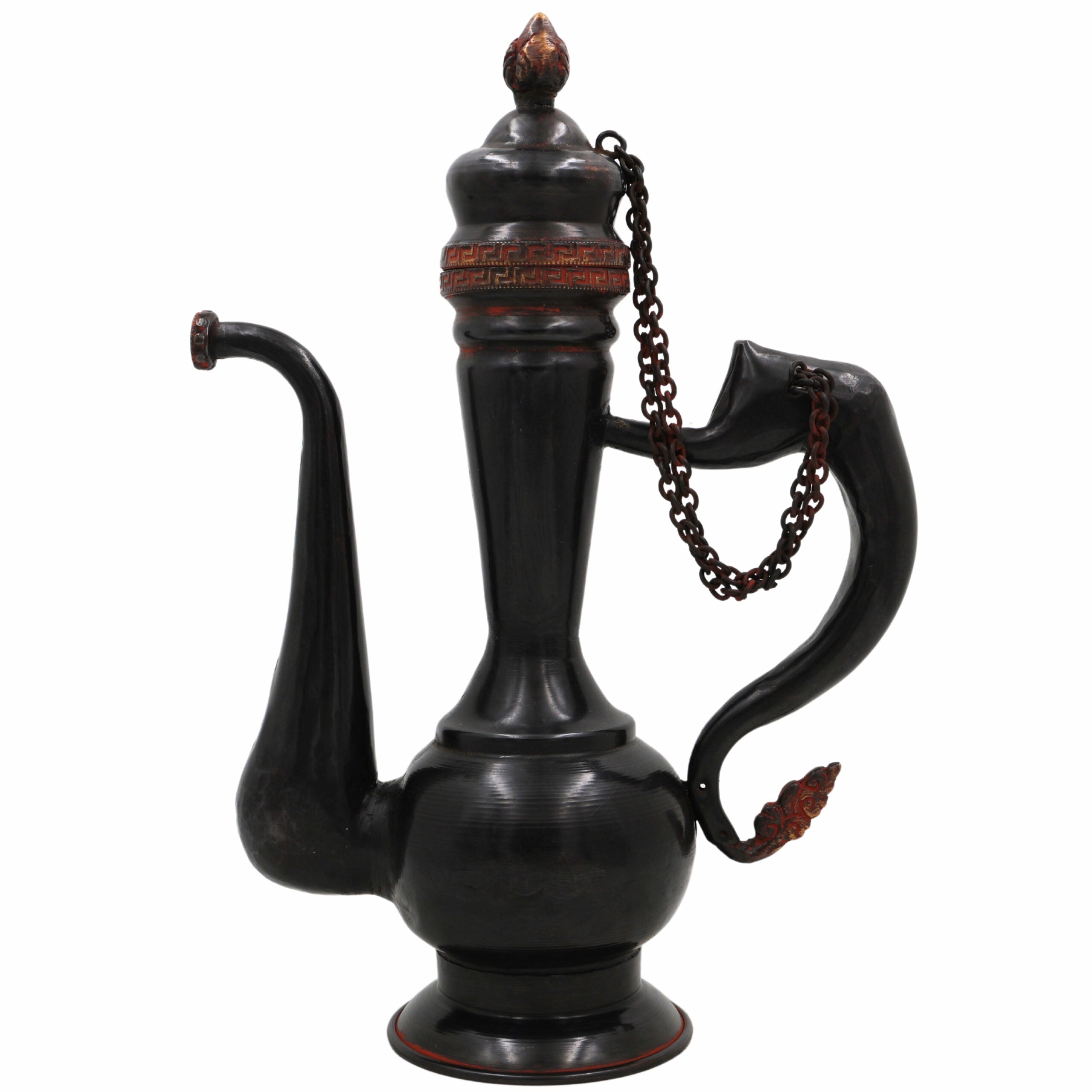 Handcrafted Peetal Brass Kettle Idol | Traditional Pittal Surahi Chai Pot | Vintage Hitale Water Jug for Pooja, Decor & Gift | Ethnic Indian Pittala Sculpture,Brown, 11 Inch, 1 Piece