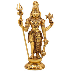 Brass Harihara Idol,  Shankaranarayana Vishnu Shiva Murti, Handmade Peetal Pittal Pital Sculpture, Gold, 11 Inch, 1 Piece