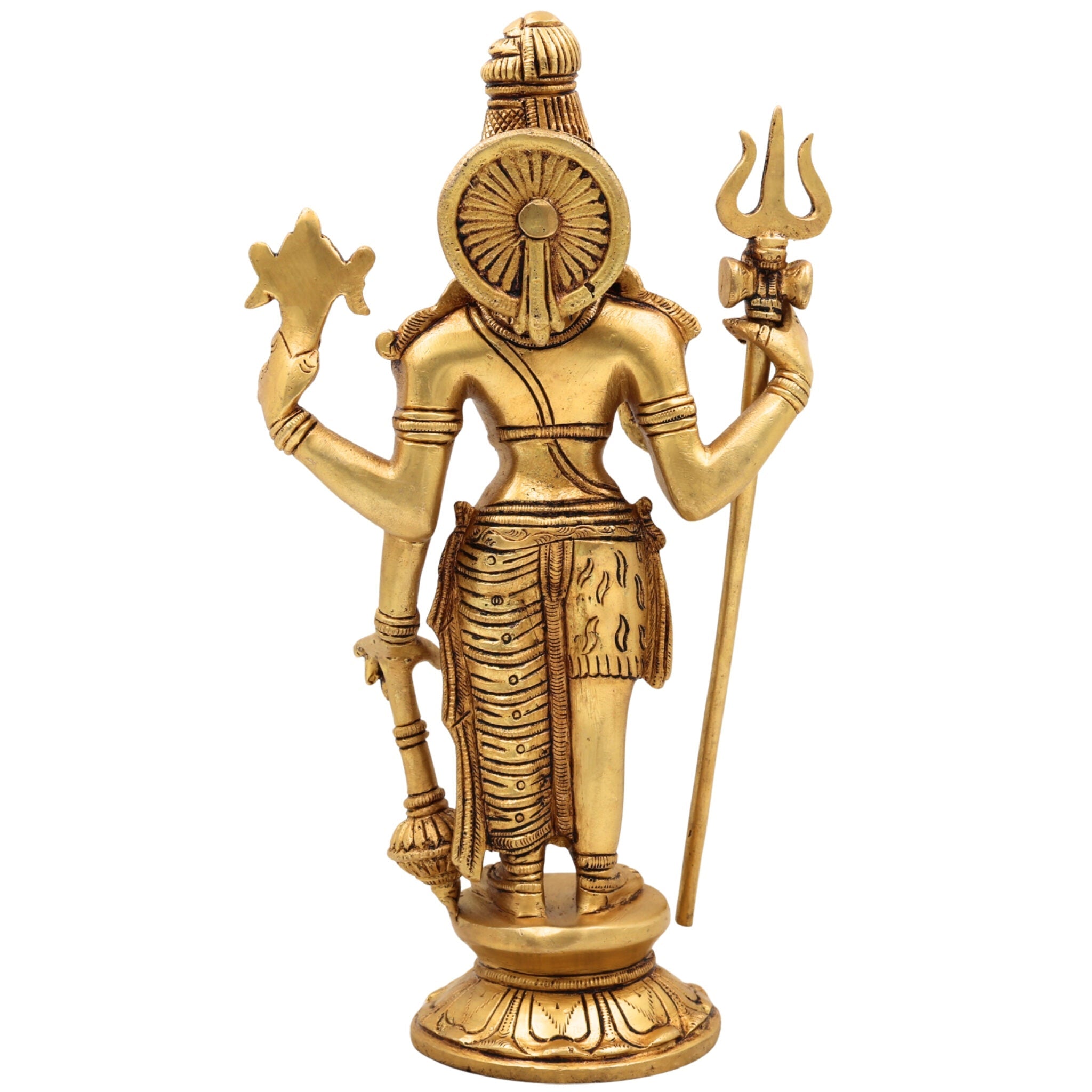 Brass Harihara Idol,  Shankaranarayana Vishnu Shiva Murti, Handmade Peetal Pittal Pital Sculpture, Gold, 11 Inch, 1 Piece