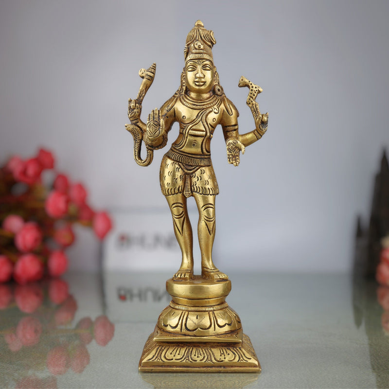 Brass Shiva Statues |Lord Shiv Idol, Shankar Idol, Shiva |Lord Shiva Idols|Shankar Murti For Gift| Shiva Brass Statue| Home Decor, Showpiece,Gold, 10 Inch, 1 Piece