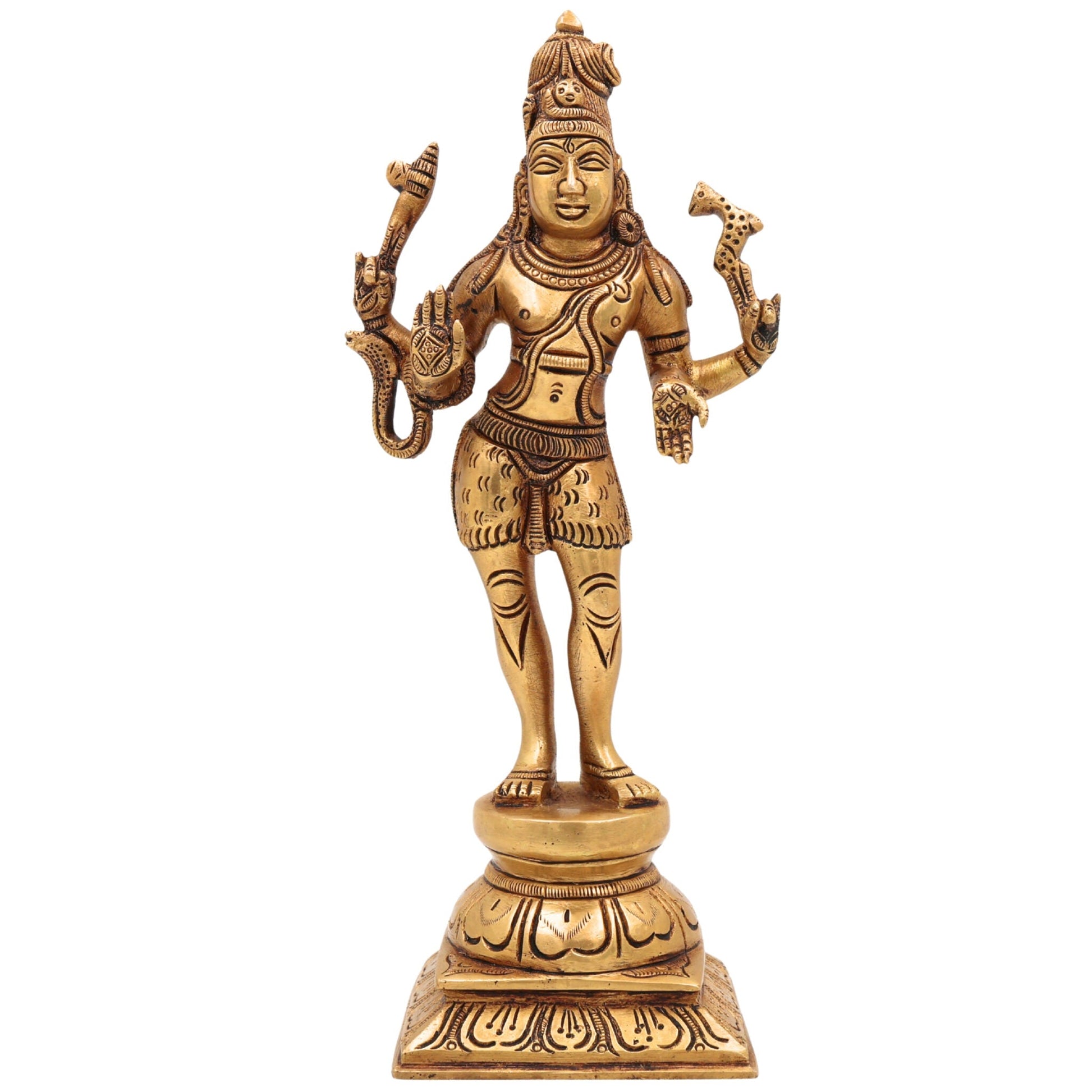 Brass Shiva Statues |Lord Shiv Idol, Shankar Idol, Shiva |Lord Shiva Idols|Shankar Murti For Gift| Shiva Brass Statue| Home Decor, Showpiece,Gold, 10 Inch, 1 Piece