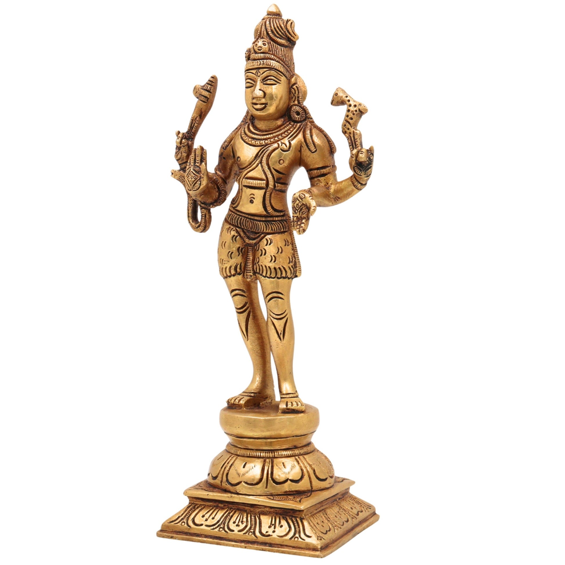 Brass Shiva Statues |Lord Shiv Idol, Shankar Idol, Shiva |Lord Shiva Idols|Shankar Murti For Gift| Shiva Brass Statue| Home Decor, Showpiece,Gold, 10 Inch, 1 Piece