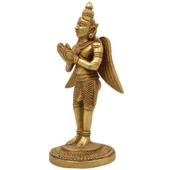 Brass Garuda Deva Idol – Vishnu Vahana | Suparna Pakshiraja Khageshwara Murti for Pooja, Decor & Gifting, Gold, 7.5 Inch, 1 Piece